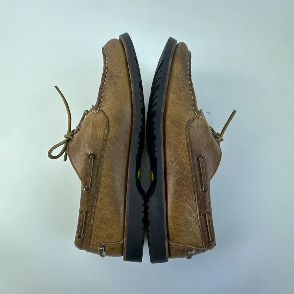 Allen Edmonds Pueblo Boat Shoe Hand Sewn 3 Eyelet Leather Brown Laces Mens 11 D